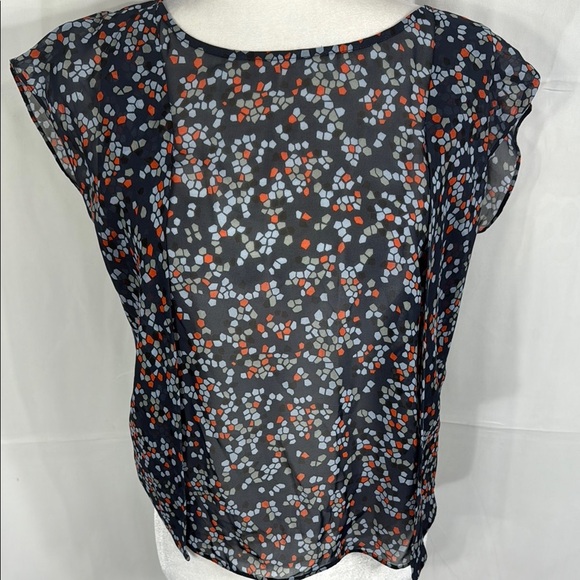 Emporio Armani Geometric Silk Blouse Black/Red Sz 42 / US 6 - Picture 2 of 12